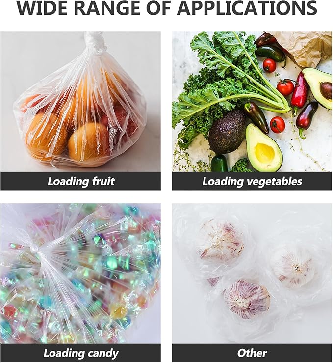 SUPVOX 200pcs Pe Flat Open Poly Bags Disposable Plastic Trash Bags 60x45cm 1.4 Mil Thickness for Household Waste Disposal and Recycling Use