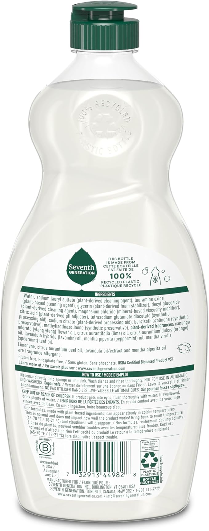 Seventh Generation Dish Soap Liquid Lavender Flower &amp Mint Scent Pack of 6 Dishwashing Soap Dish Detergent Liquid Soap 19 oz