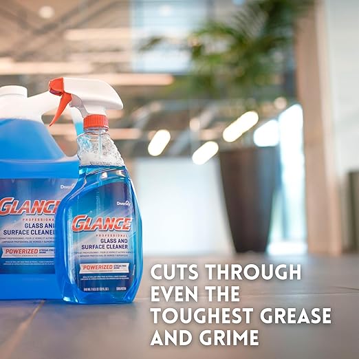 Glance CBD540311 Powerized Professional Glass &amp Surface Cleaner Streak Free Commercial Ammoniated Liquid Window Spray Ready-to-Use Refill 1-Gallon (Pack of 2)