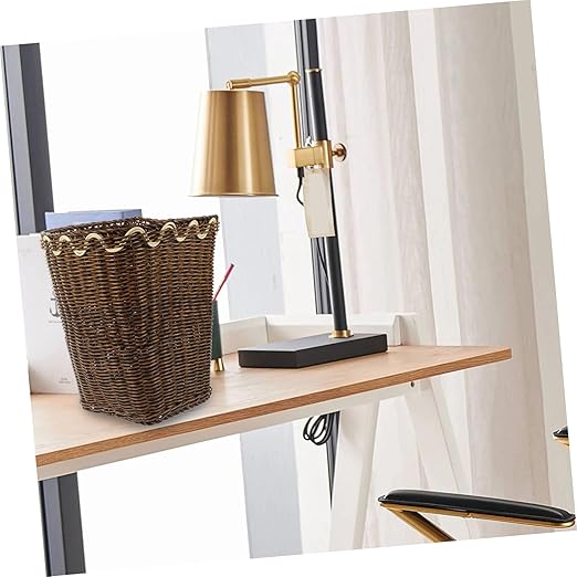 Angoily Hand Woven Square Trash Can Baskets for Bathroom Decor Elegant Waste Basket