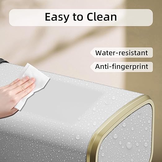 8L/2.1 Gallon Small Bathroom Trash Can with Lid Swing-Top Rectangular Waste Bin Stainless Steel Garbage Can for Home Office Toilet Bedroom Living-Room (White)