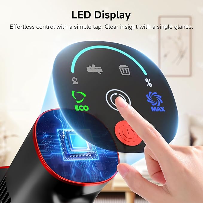 Cordless Stick Vacuum Cleaner 40Kpa Powerful Suction Vacuum Cleaner with LED Headlight Detachable Battery 8-in-1 Lightweight Handheld Vacuums for Pet Hair Carpet and Hardwood Floor Red