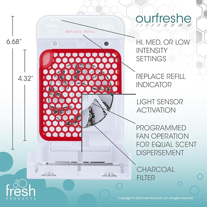 Fresh Products ourfreshe Plug In Air Freshener 30 Day Refills Replace Messy Aerosols with Dry Fragrance For Use in Medium Sized Spaces Winter Spruce 6 Pack