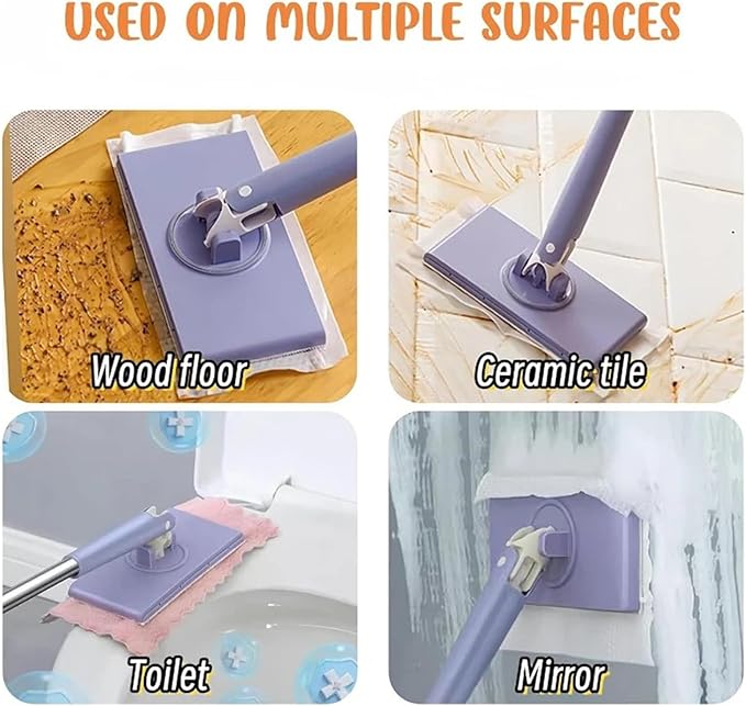 Automatic face Wipe mop Cloth Clip dust Removal Paper Dry Towel Floor Wipes Household Multi-Function mop(PurpleX-Large)