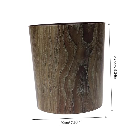 Alipis Large Capacity Imitation Wood Grain Trash Can Waste Basket for Living Room Kitchen Bathroom