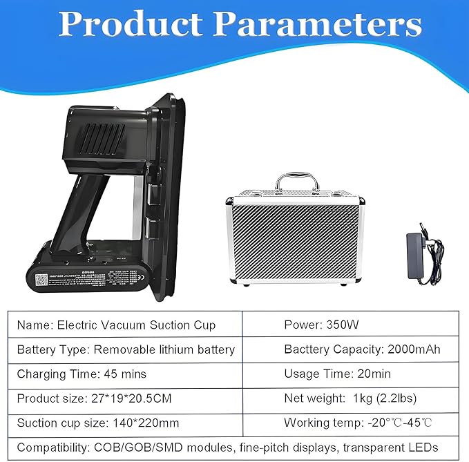 Upgraded Led Display Moving Tools 66 Lbs Load Capacity Vacuum Grip Sucker for Front Panel Maintenance of LED Displays Led Screen Suction Cup with Aviation Box