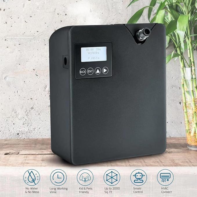JCLOUD Smart Scent Air Machine with Cold Air Tech for Home Professional Waterless Essential Oil Diffuser 300ML HVAC Scent Diffuser for Essential Oils for Large Room Office Spa Black