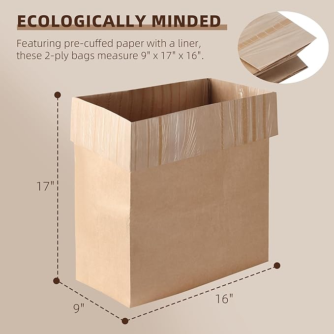 (20-Pack) Calvana Super Strong Compactor Bags Heavy-Duty Kitchen Paper Trash Bags with Leak Proof Plastic Liner Reinforced Bottom Fits GE Model Compactors with Rectangular Containers