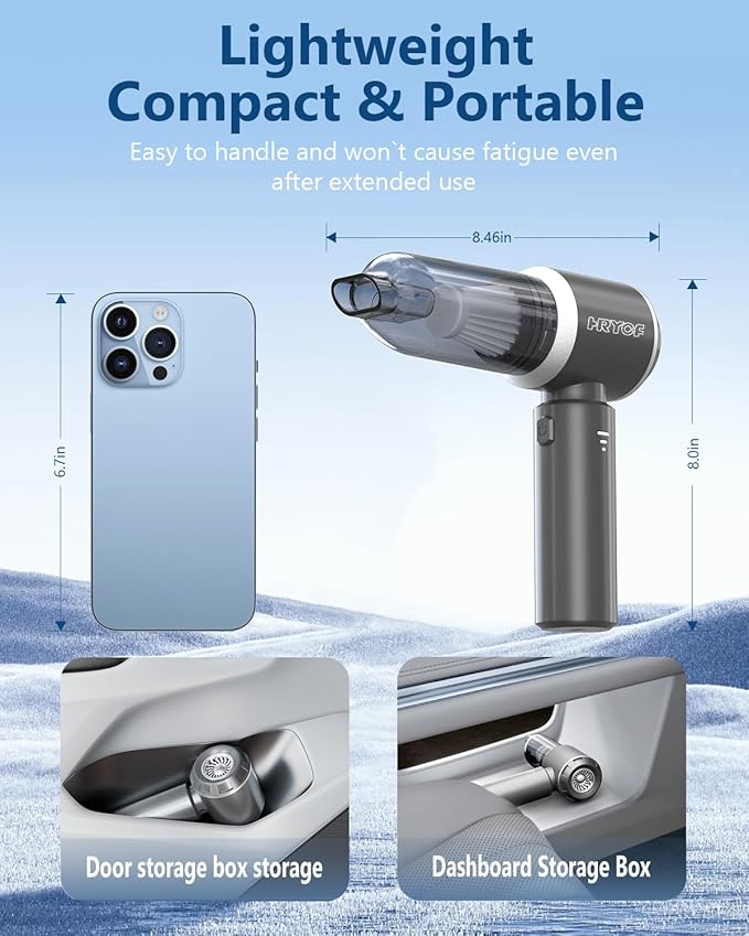 Professional Car Vacuum Cleaner 20000Pa Powerful Handheld Vacuum for Car Interior Cleaning Portable Cordless Mini Vacuum with Brushless Motor &amp Crevice Tool for Car