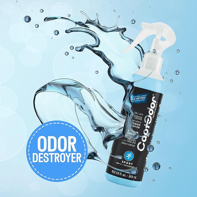 Sports Odor Destroyer Spray (2 x Carry-on Bottles of 8.12oz / 240 ml) Sports Gear Odor Eliminator &amp Deodorizer - Neutralizer &amp Refresher Spray for Equipment Sportswear &amp Outdoor Gear