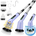 Electric Spin Scrubber for Cleaning Bathroom Shower Scrubber Cordless Cleaning Brush with IPX7 Waterproof &amp 2 Speed 3 Brush Heads Bathroom Cleaning Supplies for Shower Tub Tile Toilet Purple