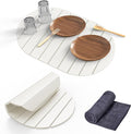 Stone Dish Drying Mat for Kitchen Counter24(L)×16(W) Collapsible Fast-Drying Diatomaceous Earth Mats with Towel Sanding ToolVersatile Stone Drying Mats for Cups Dishes Bottles