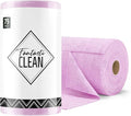 Fantasticlean Microfiber Cleaning Cloth Roll -75 Pack Tear Away Microfiber Towels 12 x 12 Reusable Washable Scratch Free Ultra Absorbent Dishcloth for All-Around Cleaning Supplies (Purple)