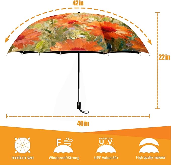 Small Compact Travel Automatic Folding Umbrella for Women Portable Lightweight Rain Wind UV Sun Shade