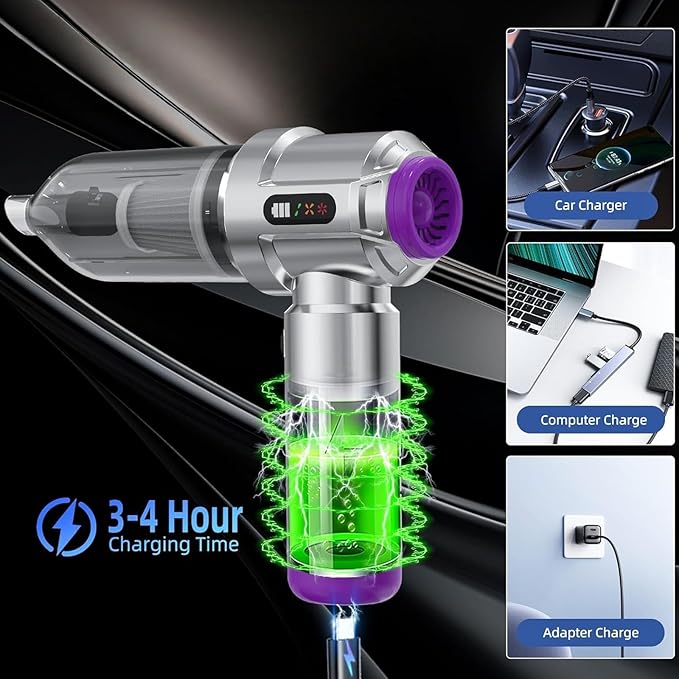 High Suction 18000Pa Vehicle Vacuums Cleaner with Fast Charging USB C Emptying for Home Auto Interior