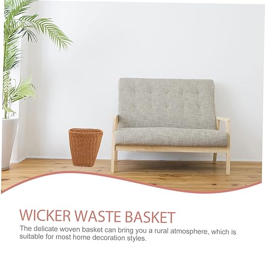 Versatile Woven Basket Rattan Trash Can for Sundries Storage Lightweight Multi Functional Wastebasket for Home Decor Organizing for Kitchen Living Room