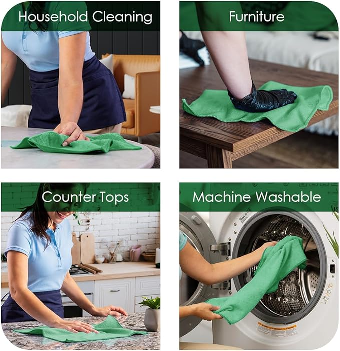Avalon Towels Microfiber Cleaning Cloths (Value Pack of 100) - Size 12 x 12 Inches Highly Absorbent Cleaning Rags Lint Free Reusable and Washable Microfiber Towels for Cars