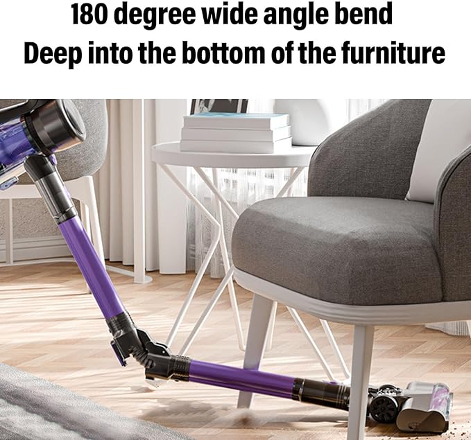Cordless Vacuum Cleaner 250W Strong Suction 180 Degree Bendable Wand Stick Vacuum for Hardwood Floor Carpets Pet Hair