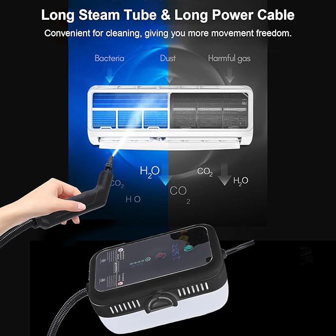 Generic Steam Cleaner Portable High Temperature Handheld Steam Cleaner with Brush Kit for Kitchen Hood Grill Furniture Bathroom Car (black)