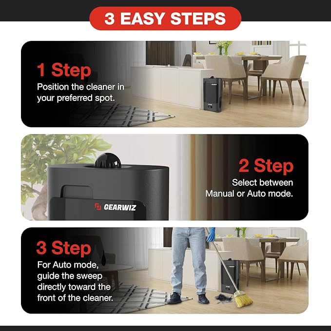 1400W Touchless Automatic Vacuum Dustpan – Motion Sensor Hands-Free Electric Dustpan for Pet Hair Dirt &amp Debris – Powerful and Energy Efficient Cleaning Solution for Home Kitchen &amp Office