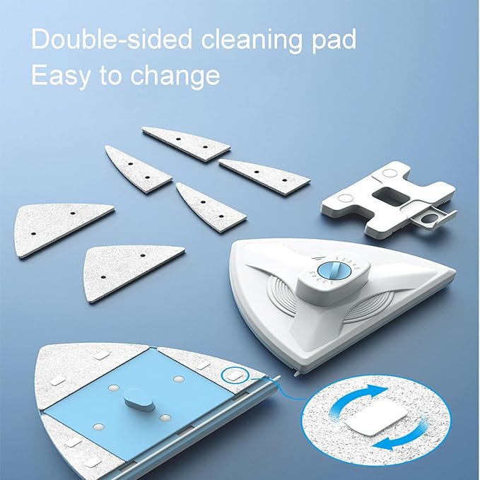Double-Sided Glass Window Cleaner Five-Speed Magnetic Adjustment Anti-Pinch Hand Design Removable Cleaning Cotton Sheet Suitable for High-Rise Window Cleaning