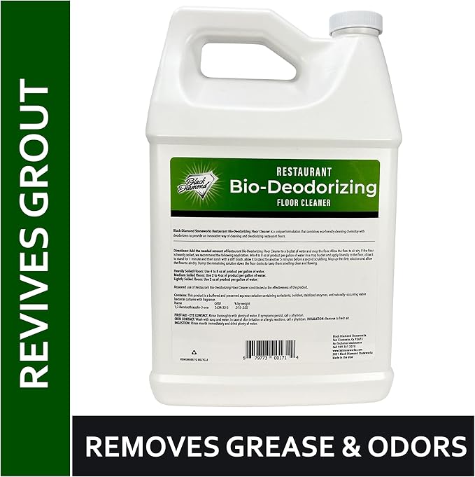 Restaurant Bio-Deodorizing Floor Cleaner Heavy Duty Concentrated Enzyme Degreaser &amp Odor Eliminator for Use in Mopping Bathroom Kitchen and Dining Room. Removes Grease &amp Urine Odors. (4)
