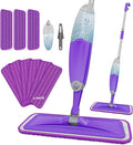 HOMTOYOU Spray Mops with 9 Reusable Pads: Wet Mop for Hardwood Tile Wood Laminate Vinyl - Absorbs Pet Hair Dust