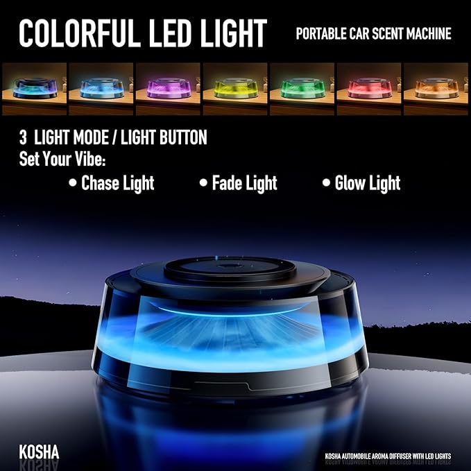 KOSHA Automobile Aroma Diffuser with LED Lights Portable Car Air Freshener Phone Base 800mAh Essential Oil Diffuser for Car &amp Home Non-Slip
