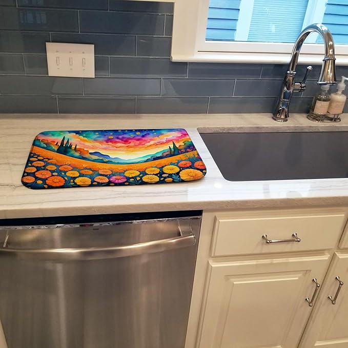 Caroline's Treasures DAC1447DDM Marigolds in Color Dish Drying Mat Absorbent Dish Drying Mat Pad for Kitchen Counter Dish Drainer Mat for Countertop 14 x 21 Multicolor