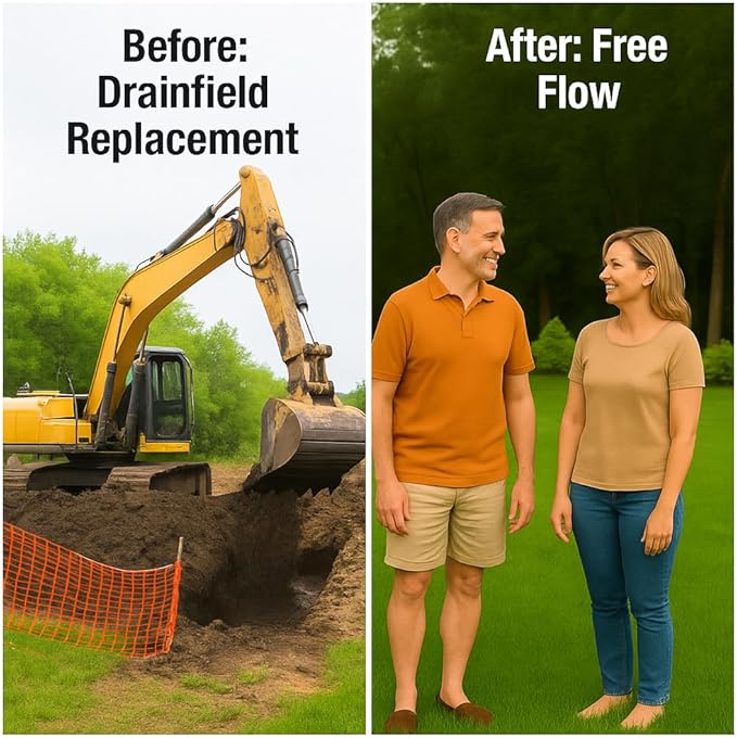 Septic Medic Septic Tank Treatment Enzyme System Cleaner Breakdown Sludge Breakdown Grease and Fat Supports Drainfield and Leach Field Free Flow Backed by Science – 1 Gallon