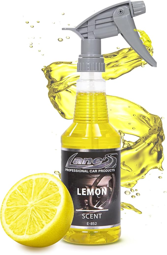 Lane's Premium Car Air Fresheners - Lemon Scent Water Based - 32oz Odor Neutralizer For Pet &amp Food From Car Interior Leather Carpet Upholstery Great For Cars Trucks SUVs RVs &amp More