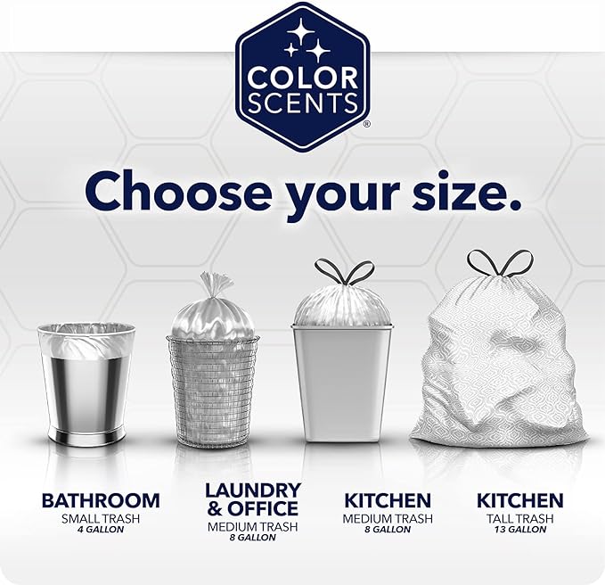 Color Scents 4 Gallon Garbage Bags – Small Scented Trash Bags for Bathroom &amp Bedroom| 720 Count | Twist Tie | Collection | Made in USA