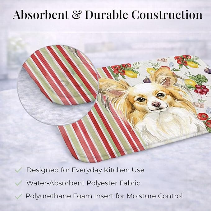 Caroline's Treasures Lemon and White Papillon Vegetables Dish Drying Mat Absorbent Dish Drying Mat Pad for Kitchen Counter Dish Drainer Mat for Countertop 14 x 21 Multicolor