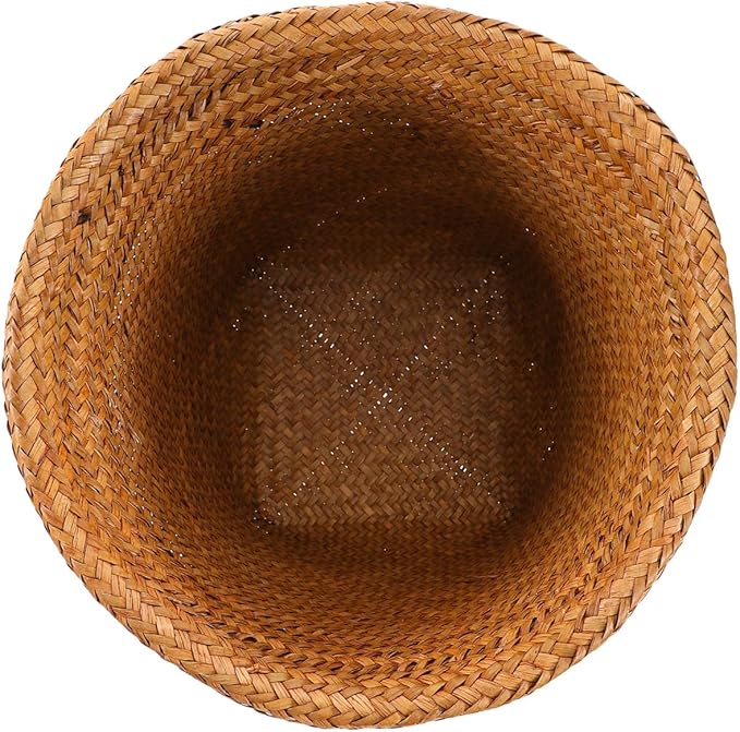 1pc Straw Woven Wastebasket Design for Home to Clean Versatile Use Living Room Bedroom Kitchen