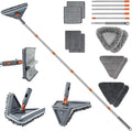 Wall Cleaner Mop with 94 Long Handle 2-in-1 Triangle &amp Rectangle Head with Squeegee 10 Washable Pads Baseboard Cleaner Tool for Walls Scrubber Ceilings Windows Glass Fans Doors Corners
