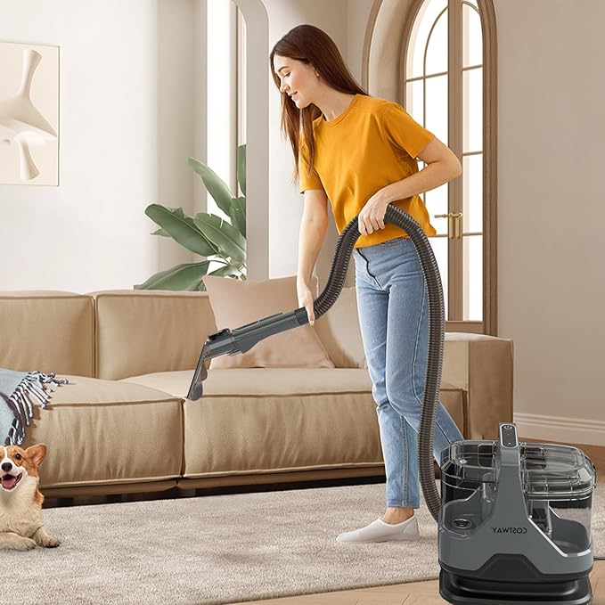 COSTWAY Upholstery Cleaner Machine Portable Spot Cleaner with 15Kpa Powerful Suction 600W Cleaning Machine with Versatile Attachments for Couch Stairs Carpet Pet Messes