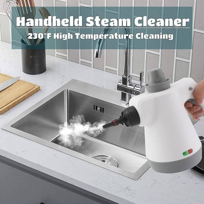VINGVO Handheld Steam Cleaner Multifunction Steam Cleaner for Home with 9 Accessory Kit Portable Steam Cleaning for Remove Grime Grease and Car Window Cleaning
