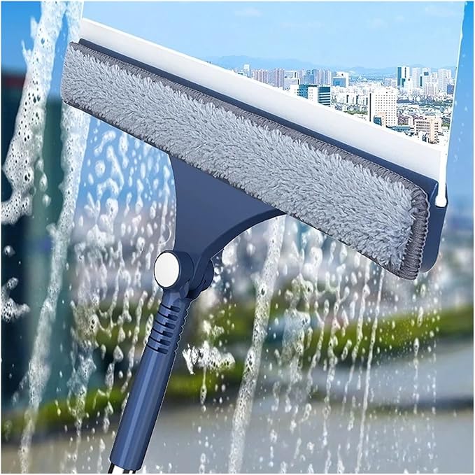 Glass Cleaning Tool Household Window Double-sided Wiper Car Adjustable Long Handle(Blue)