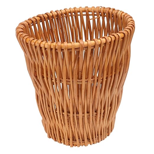 1PC Wicker Woven Trash Can Storage Basket for Home Office and Bathroom Compact Design Versatile Wastebasket Stylish Rattan Waste Container Height