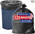 Reli. SuperValue 40-45 Gallon Trash Bags | 125 Count | Made in USA | Heavy Duty | Black Multi-Use Garbage Bags