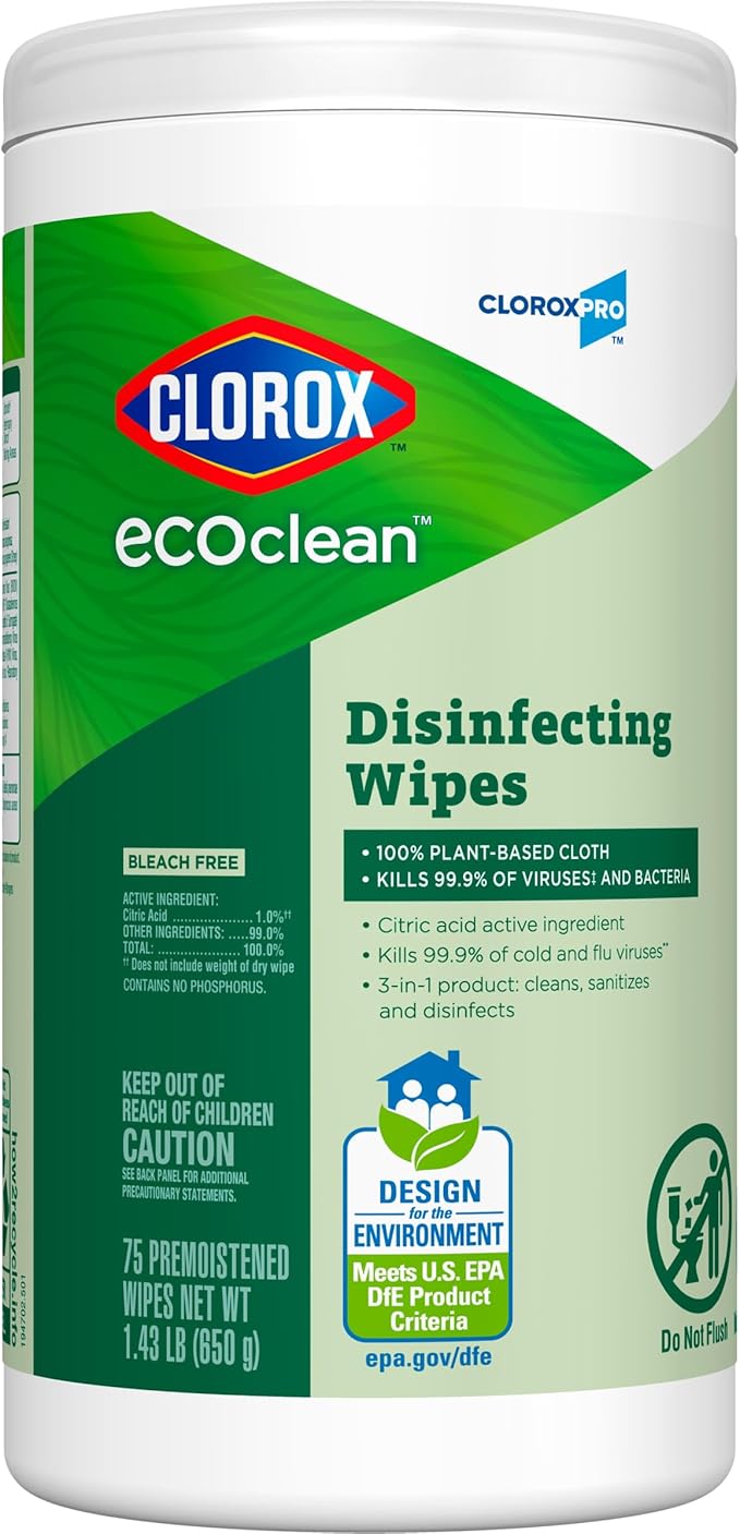 CloroxPro Clorox EcoClean Disinfecting Wipes 75 Count Pack of 3