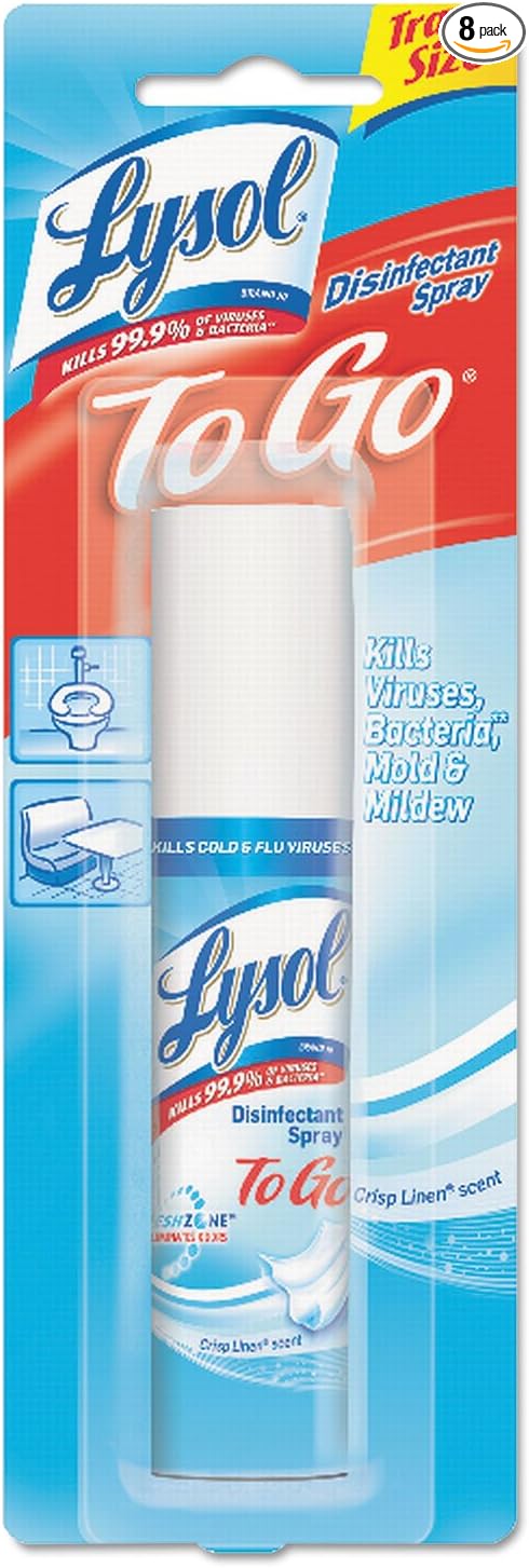 Lysol Disinfectant Spray to Go Crisp Linen 1 Ounce (Pack of 8)