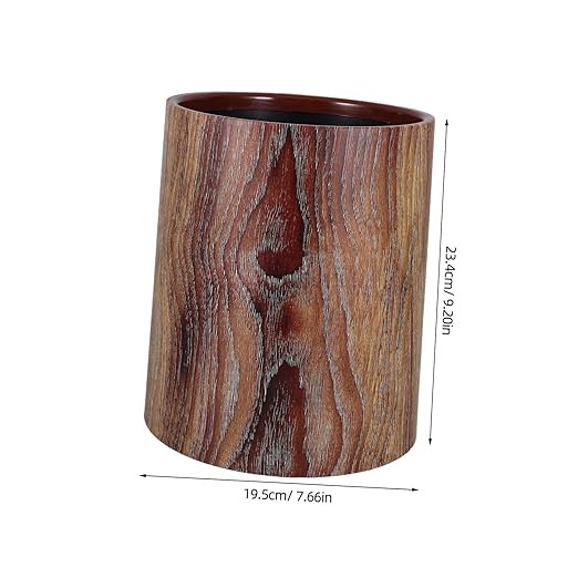 NUOBESTY Rustic Wood Grain Trash Can Vintage Uncovered Wastebasket for Home Office Kitchen and Bathroom Stylish Round Design Optimal Capacity for Daily Use Easy to Clean