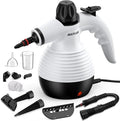 Steamer for Cleaning Multipurpose Portable Steam Cleaners for Home Use with Safety Lock and 10 Accessory Kit to Remove Grime Grease and More (Black) (White)