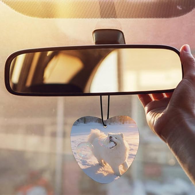 5PCS Car Air Freshener Hanging Personalized Double Sided Snowy Samoyed Car Fresheners Long Lasting New Cars Scents Cute Automotive Freshies for Closets Drawers (tea)