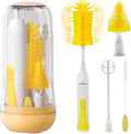 Electric Bottle Brush Cleaner Portable Electric Baby Bottle Brush Cleaner for Travel Rechargable Travel Bottle Cleaner Kit with Nipple &amp Straw Brush Perfect Mom Essentials After Birth Gift Yel