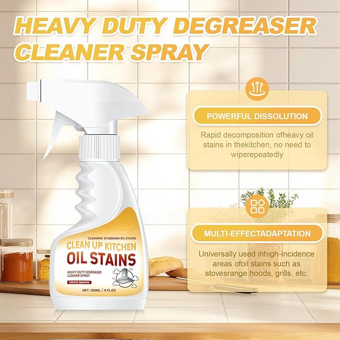 Heavy-Duty Kitchen Degreaser Foam Cleaner Powerful Kitchen Degreaser Spray &amp Dual Side Scrub Sponge Set Grease Remover for Stove Range Hood (2 Standard)