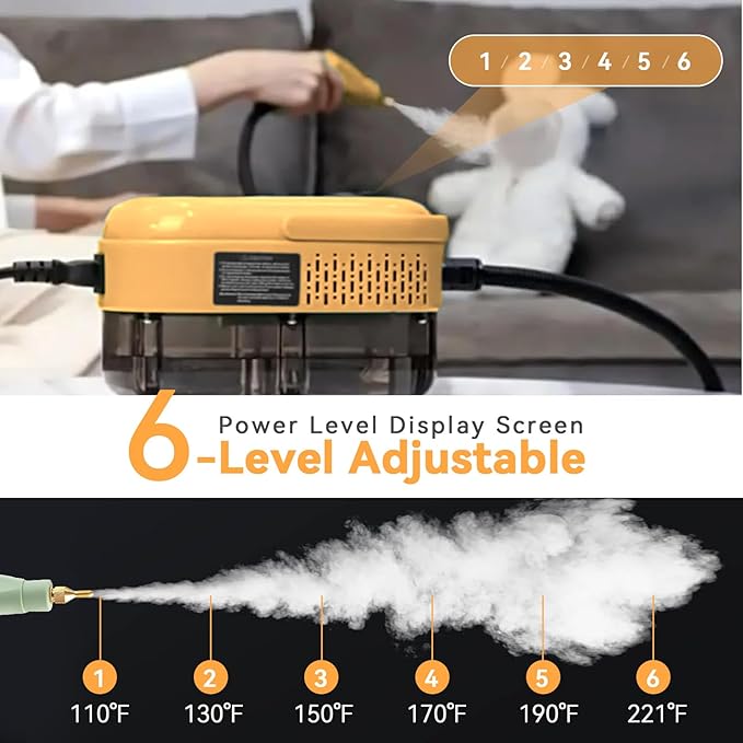 Steam Cleaner with 3-Level Adjustable Handle 10s Fast Heat-Up 2500W Pressurized Steamer for Home Cleaning Handheld Steam Cleaner for Grout Tile Couch Car Grease 41oz Tank