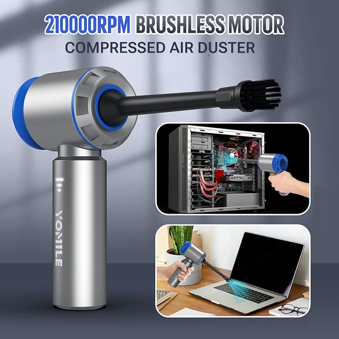 Mini Vacuum Cleaner 2 in 1 25000PA Brushless Car Vacuum &amp210000RPM Air Duster 9000mAh Battery Air Blower Wireless Handheld Vacuum for CarOffice and Home