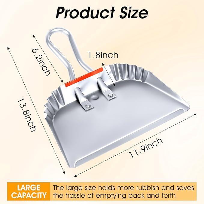 4 Pack Heavy Duty Metal Dustpan Large Wide Dust Pans for Household Handheld Wide Scooper and Debris Cleaning Tool Ideal for Home and Commercial Use(Grey12 Inch)